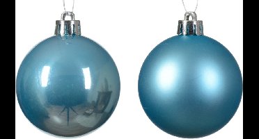 Decoris kerstballen - 12x - 6 cm - kunststof - ijs blauw