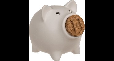 Out of the Blue Spaarvarken met ingooi snuit/dop - keramiek - 15 x 12 cm - wit - spaarpot