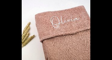Babydeken - met naam - meisje - OLIVIA - Oudroze- Jollein ledikantdeken - Wiegdeken - Babydeken - Jollein - deken - Ledikant deken