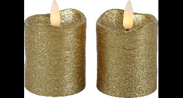 Countryfield LED kaarsen/stompkaarsen - 2x st - goud - D5 x H7,2 cm - timer - warm wit