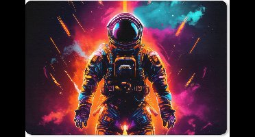 Muismat XXL 90x60 cm - Bureau onderlegger - Bureau mat Astronaut - Neon - Gaming - Ruimte - Bureaumat - Gaming mousepad xl - Bureaulegger groot - Computer deskmat - Geschikt voor Gaming Muis en Gaming PC set-up