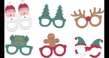 Folat - Brillen Holly Jolly Christmas (6 stuks)