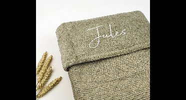 Babydeken - met naam - jongen - JULES - Olijfgroen - Jollein ledikantdeken - Wiegdeken - Babydeken - Jollein - deken - Ledikant deken