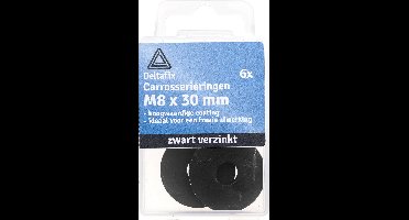 Deltafix carrosseriering zwart verzinkt m8 x 30 x 1.5 din 9021 6 st.