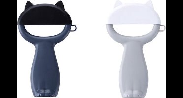 New Age Devi - Aardappelschiller | Aardappelmesje | Dunschiller | Schilmes | Katvorm | Gadget | Keukenaccesoires | Musthave | Mesjes om Aardappelen te Schillen | Met Beschermkapje | Zwart | Lichtgrijs | Assorti