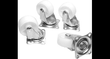 Benson Set van 4 zwenkwielen - 50 mm - wit - draagvermogen 30 kg