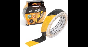 Handy - Anti Slip Strip Waarschuwingstape Zelfklevend - 5M x 2,5 CM - Zwart/Geel Antislip tape voor Trap, Vloer, Drempel - Waterproof - voor Binnen en Buiten - BPK