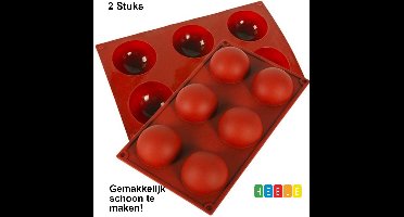 2x Siliconen Bakvormen/Halve Bollen/Halfrond/6 Stuks