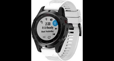 Shop4 - Geschikt voor Garmin Fenix 6X Bandje (ook Pro, Solar en Sapphire) - Siliconen Wit