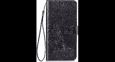Shop4 - Geschikt voor Nokia 3.2 Hoesje - Wallet Case Bloemen Patroon Zwart