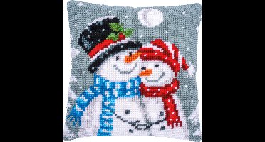 Vervaco - Kruissteekkussen kit - Kerst - Sneeuwmannen - PN-0190826 - Borduren - Borduurpakket - Borduurpakket volwassenen - Borduurpakket kind