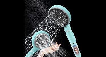 Douchekop met stopfunctie, douchekop met filter en badborstel, dubbelzijdige hogedruk 5 spray-modedouchekop, handdouche, douchekop hoge druk voor badkamer