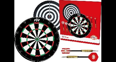PSV Flocked Dartbord - Dubbelzijdig - Dartbord met 6 dartpijlen - Dart Flights - Dart Shafts - Darts - Cadeau