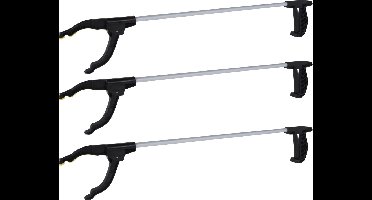 FX Tools Afvalgrijper/grijptang - 3x - grijs - 76 cm - aluminium/kunststof - grip kaak