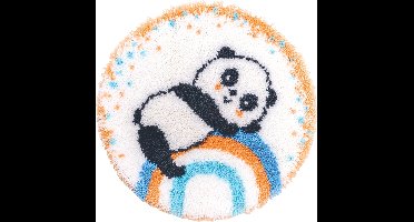 Vervaco - Knoopvormtapijt kit - Panda op regenboog - PN-0194422 - Borduren - Borduurpakket - Borduurpakket volwassenen - Borduurpakket kind