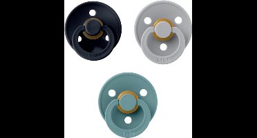 Bibs fopspeen 0-6 maand set 3 stuks Dark Denim,Island Sea en Cloud maat 1