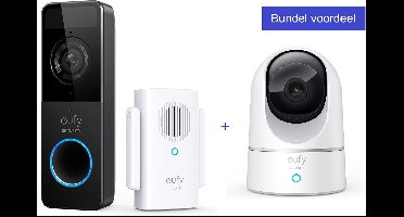 Eufy Slimme Video Deurbel + Eufy by Anker 2K Indoor Camera - Zwart en wit,Bundelvoordeel