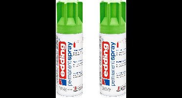 edding 5200 spuitverf in spuitbus - geelgroen mat - 2 stuks - 200 ml verf per stuk - direct dekkend – 1,4 t/m 2 m2 oppervlak - acrylverf voor het lakken en versieren van glas, metaal, hout, keramiek, kunststof, canvas - permanent spray, verfspray