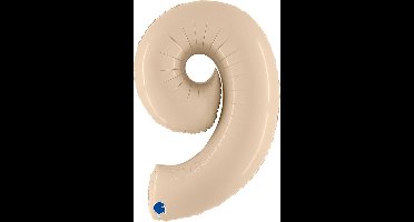 Folieballon Cijfer 9 Satin Cream - 100 cm