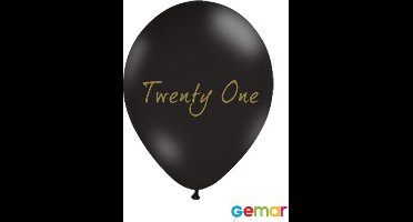 Ballonnen Twenty One Zwart met opdruk Goud (helium)