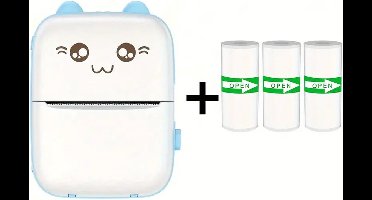 Instant printer blauw - inclusief 4 rollen thermisch papier