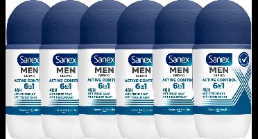 Sanex Men Active Control Anti Transpirant Deodorant Roller 50 ml - Voordeelverpakking 6 stuks
