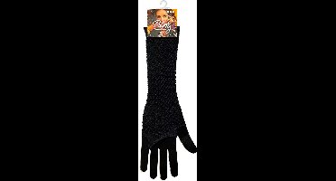 Apollo - Visnet handschoenen - Lange handschoenen - Zwart - One Size - Kanten handschoenen - Neon verkleedkleding - Feestkleding - Carnaval