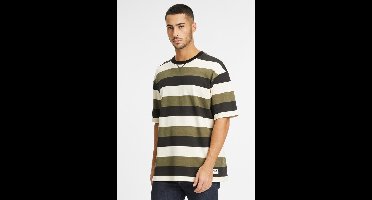Fila T-Shirt Taichung Gestreept Dropped Shoulder T-shirt Olijf Nacht Gestreept-2XL