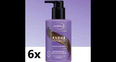 Andrélon Kleurmasker - Chocolade bruin - Haarmasker - Kleurspoeling - 6 x 200ML - Voordeelverpakking