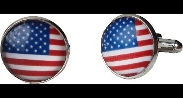 Amerikaanse vlag manchetknopen - Rond - Heren manchetknopen