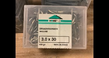 Draadkram. 3.0 x 30 mm. Lang. Verzinkt. 400 gram. Homefix.