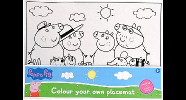 Peppa Pig Inkleurbare Placemat - Tekenen & Schilderen - Inclusief 6 kleurpotloden - Formaat: 42 x 30 CM - Creatief Speelgoed - 3+ Jaar - Peppa Pig Placemats - Kleuren & Spelen - Herbruikbaar - Duurzaam - Hoge Kwaliteit
