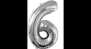 New Age Devi - Feestelijk - Cijferballon - Folieballon - 70cm - Zilver - Nummer 6