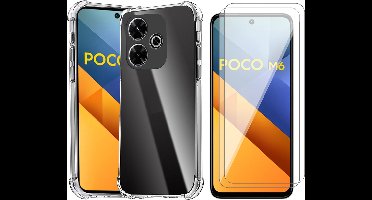 Hoesje geschikt voor Xiaomi Redmi 13 4G / Poco M6 4G - 2x Screenprotector Glas - Shockproof Transparant