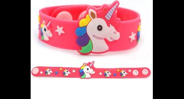 Eenhoorn Armband | Rubber Siliconen | Lightfight | Unicorn Armbandje met Drukknoopjes | Roze