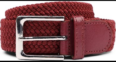 Suitable Geweven Riem Bordeaux - Maat 95 - Dames en Heren - Elastisch gevlochten stretch riem - 3,5cm breed - Riem gevlochten