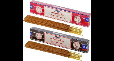 Satya Wierook cadeaus set - 2x geurstokjes - Rozen en Black Opium geur - Meditatie
