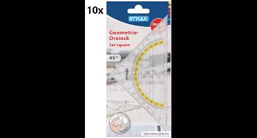 Stylex Geodriehoek set - 10 onbreekbare kunststof driehoeken 16cm.