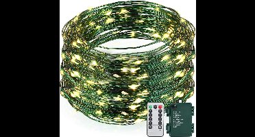 BOTC Lichtsnoer Binnen en Buiten Met Afstandsbediening - Fairy Lights 20 meter - 200 LED Lampjes Slinger - Soothe Lichtsnoer Binnen - Op Batterijen - Warm White - Groen