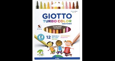 Giotto huidskleur stiften - 12 stuks - Huidskleurstiften - Skintone pencils - Turbo Color stiften - Colors Of The World - Viltstiften - Kleuren - Tekenen - Kinderen - Beige Tinten -Beige Kleuren - Colouring - Stiften