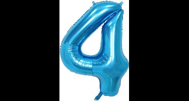 New Age Devi - Feestelijk - 70cm - Blauwe - Cijfer 4 - Folieballon