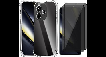Hoesje geschikt voor Poco F6 - 2x Privacy Screenprotector Volledig Dekkend Glas - Shockproof Transparant