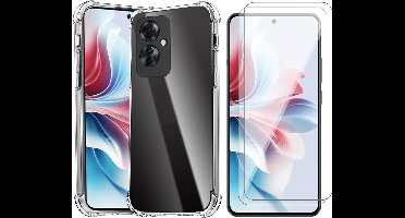 Hoesje geschikt voor Oppo Reno 11F - 2x Screenprotector Glas - Shockproof Transparant