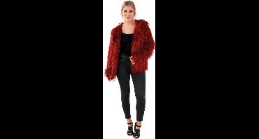 Adellijke Bontjas Lang Haar Bordeaux Rood Vrouw