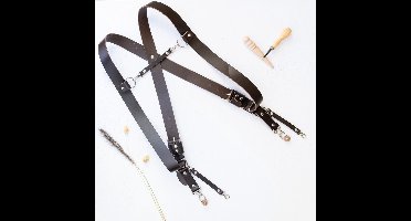 The Leather Rebel - Verstelbaar lederen camera harnas voor 2 camera's - Double strap - Camerariem - Comfortabel - Quick release - Unisex - Metalen haak met 1/4" cameraschoef - Donker bruin - Maat S