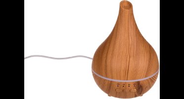 Out of the Blue - Houten Diffuser Luchtbevochtiger – 120ml – LED Verlichting – USB – Stil – Aromatherapie – Met Cadeauverpakking – 16cm – Voor Slaapkamer, Woonkamer, Kantoor – Inclusief USB Kabel – Houten Optiek II