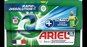 4x Ariel 4in1 Wasmiddel Pods Actieve Geurbestrijding 19 stuks