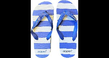 Streep slippers blauw - maat 38