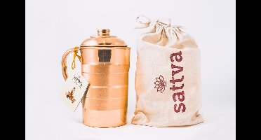 Koperen kan met deksel, stripe, Sattva Ayurveda, 1250 ml