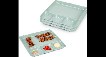 Plasticforte Gourmetborden - 8x stuks - groen - 4-vaks - kunststof - 26 x 24 cm